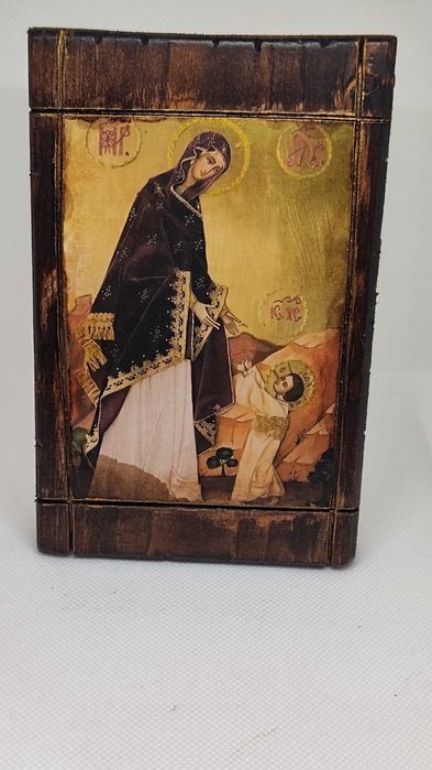 Ръчно изработена икона на Света Богородица с Младенеца