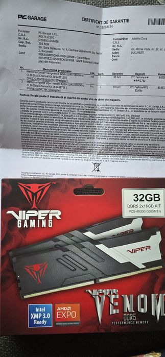Memorie Ram Patriot Viper Venom Kit 32gb DDr5 6000 Cl36 Amd Exp