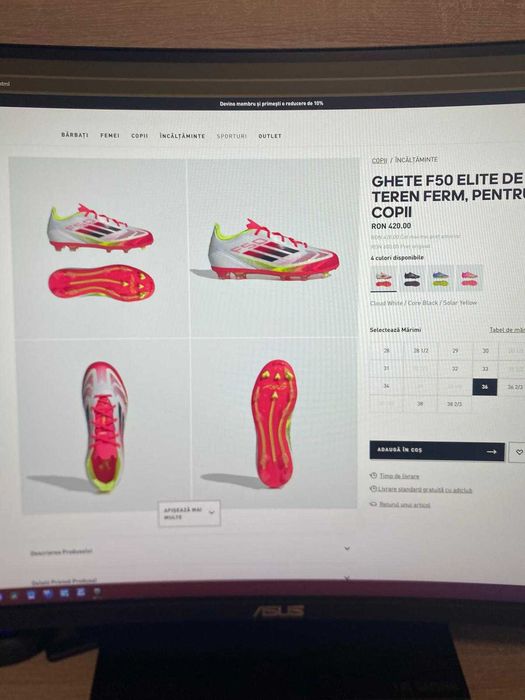Ghete Fotbal Adidas F50 Elite  Copii Marimea 36