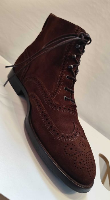 Ghete lace up 42.5 43 de lux Fratelli Rosetti lucrate manual piele nat