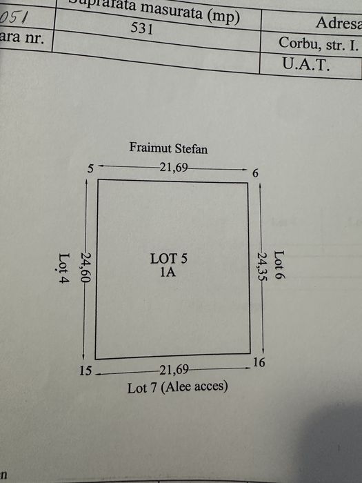 Teren intravilan corbu