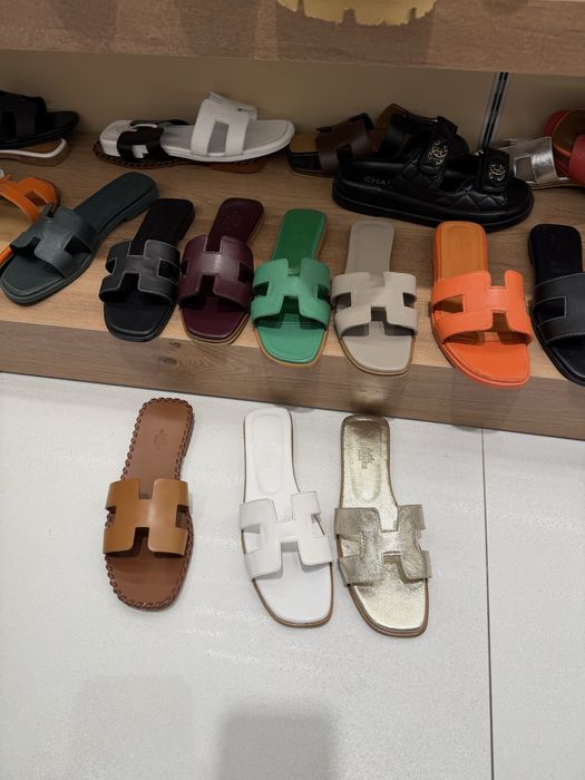 Papuci hermes oran piele naturala