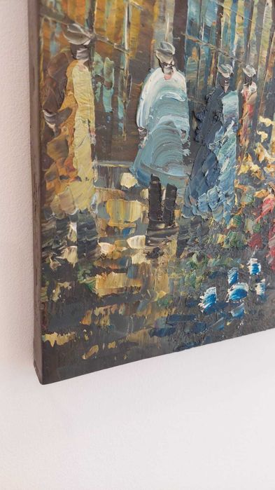 Tablou pictat manual- peisaj citadin interbelic