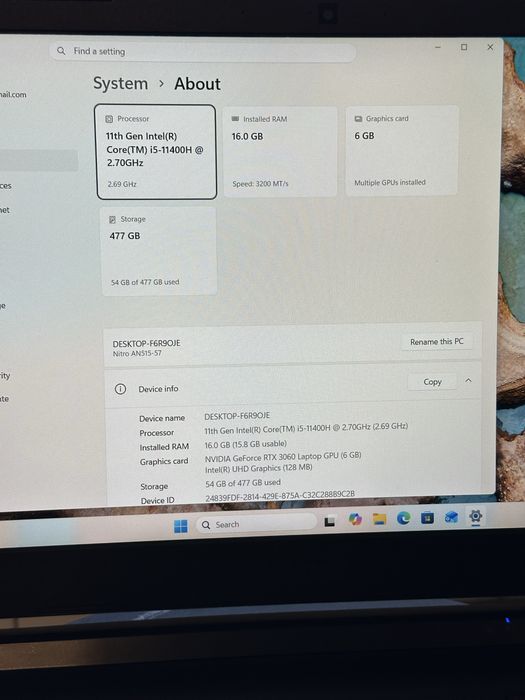 Acer Nitro 5 | i5-11400H | RTX 3060 6GB 95W | 16GB RAM | SSD 512GB | 144Hz