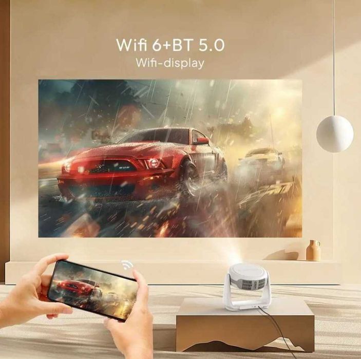 К1 Видео проектор Max 4K с цветна LED лампа,Android 11 авто фокус,WiFi6,BT5.2,вградена батерия