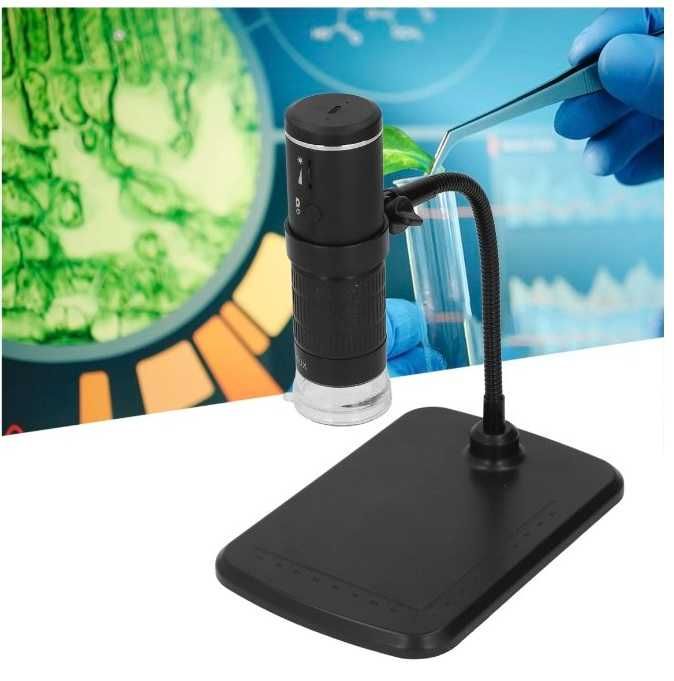 микроскоп за смартфони – 8 светодиода, акумулаторна батерия и стойка