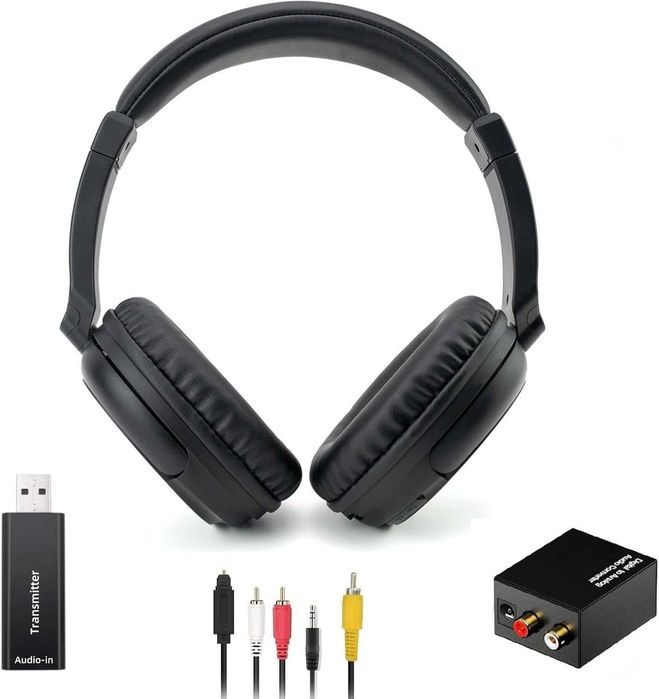 Безжични телевизионни слушалки с USB предавател за възрастни хора, Bluetooth 5.3 слушалки