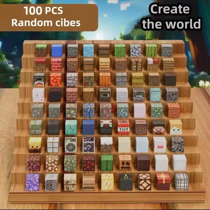Магнитни строителни кубчета за Minecraft 100 бр.