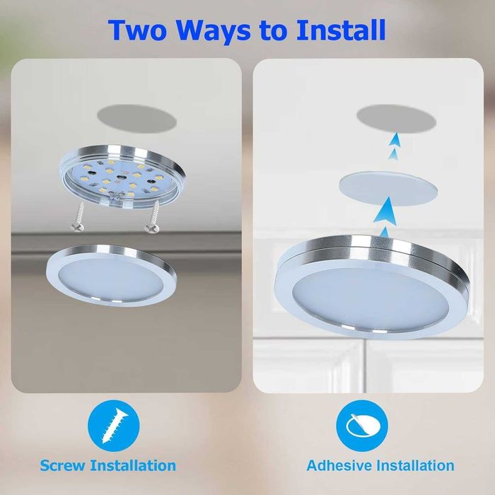 Set 4 Lămpi LED pentru montare sub dulapuri, iluminare LED pentru bucătărie, lumină alb cald, iluminare pentru mobilier și vitrine