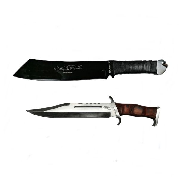 Set Cutit Baioneta 42 cm si Maceta Rambo 56,5 cm, Teaca inclusa