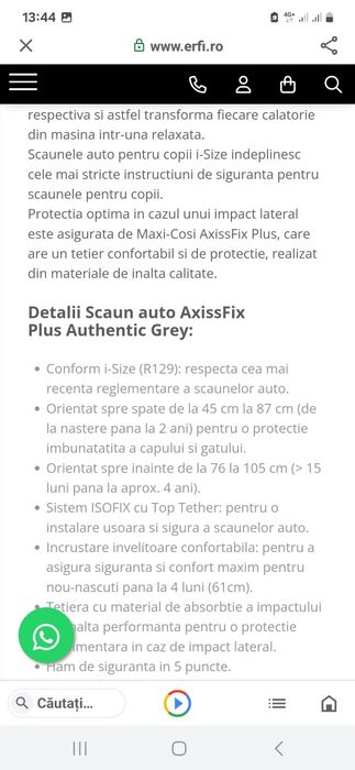 Scaun auto Maxi cosi axiss fix