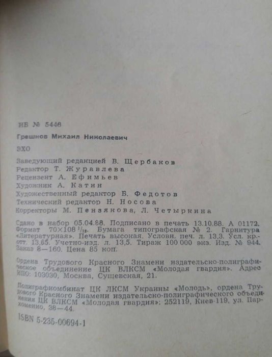 Книга Эхо. Михаил Грешнов.