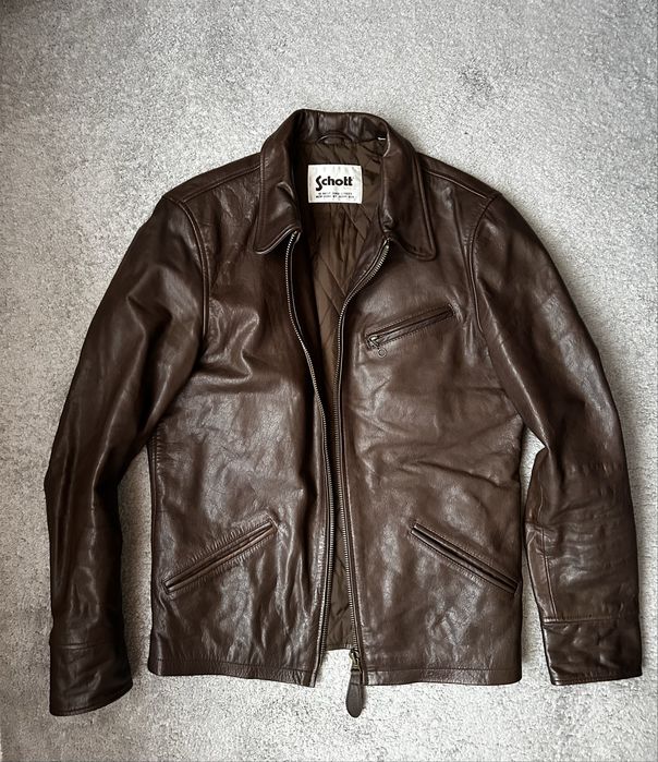 SCHOTT NYC Leather Jacket - Brown Men M