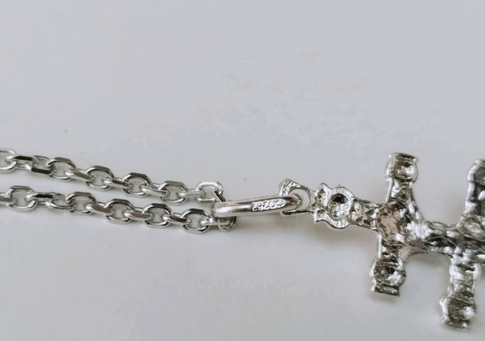 Vechi colier/lant si pandantiv din argint 925, pandantiv cruce, copii