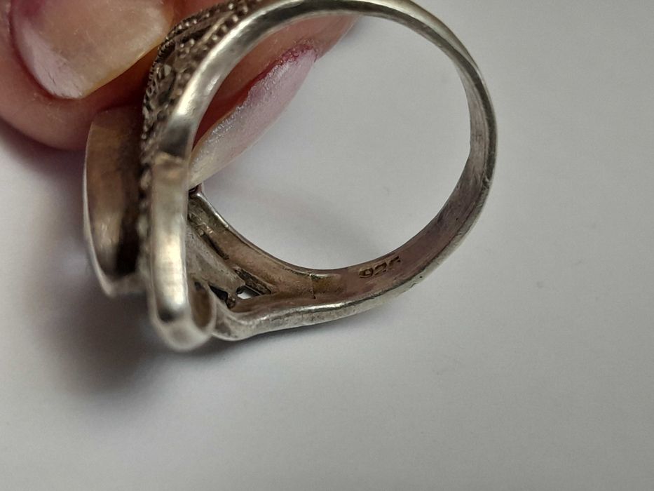 Inel argint 925 marcat, ametist și marcasite + poanson meșter