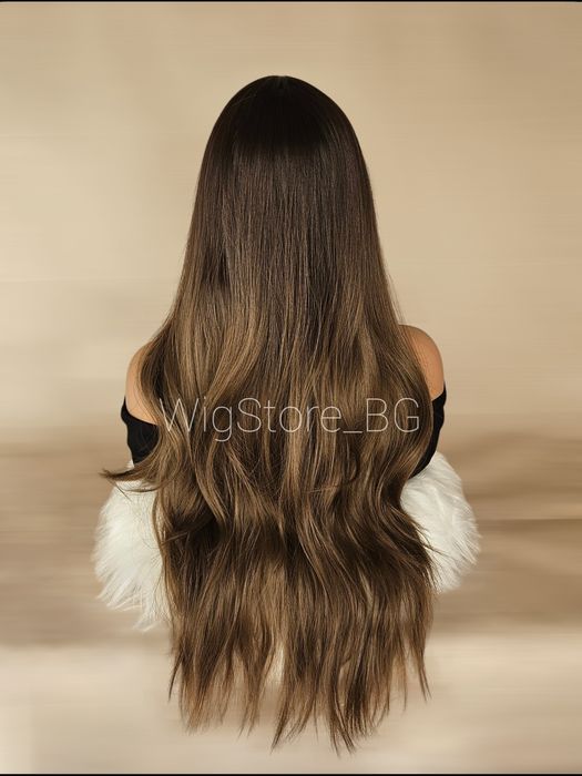 Кафява перука без бретон