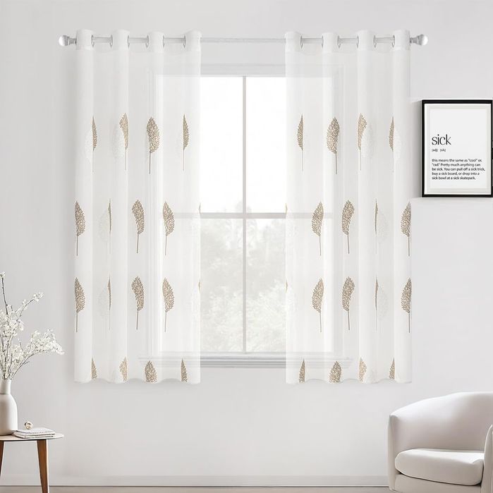 Perdele transparente brodate MIULEE 175x140 cm set 2 buc*