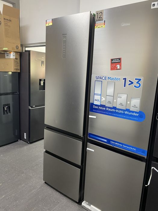 Хладилник с фризер HAIER HTW7620ANMG No Frost 205см, 289л хладилник + 125л фризер, сребрист Wi -Fi