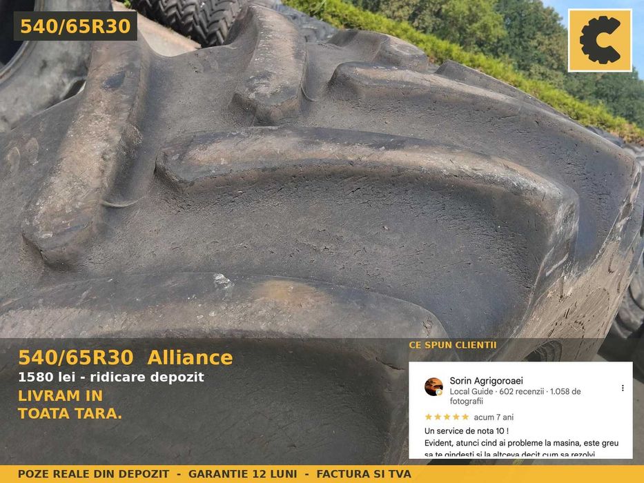 Cauciucuri 540/65R30 Alliance Anvelope Tractor Spate SH REDUS Garantie
