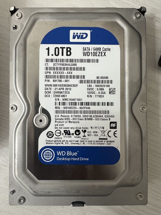 Продам жесткий диск WD Blue WD10EZEX 1 ТБ / 1TB.