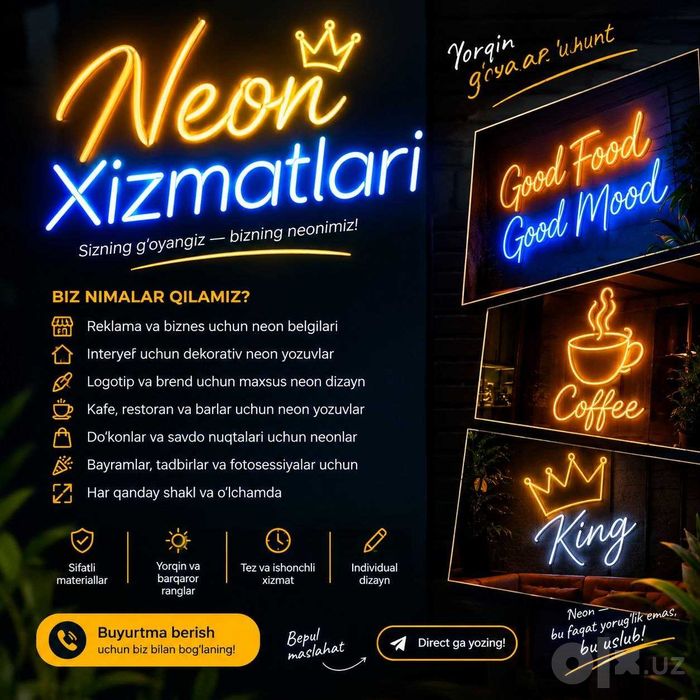 Biznesigiz uchun neon xizmatlari.