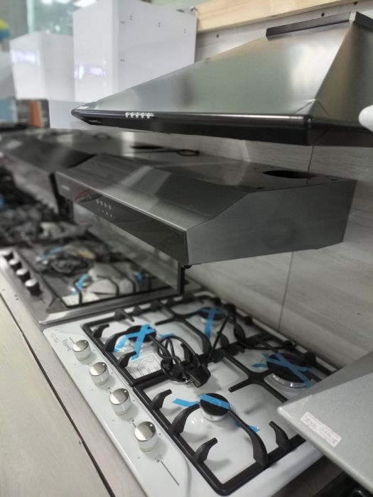 Gaz panel, stekloli. Газ, вытяжка.