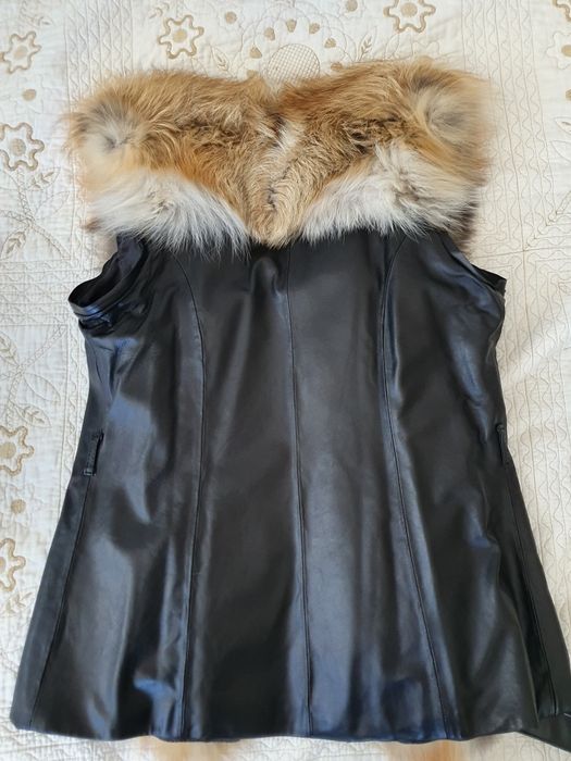 Кожаная куртка с мехом лисы