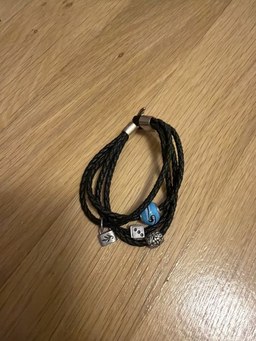 Bratara  argint tip snur  din piele cu elemente decorative