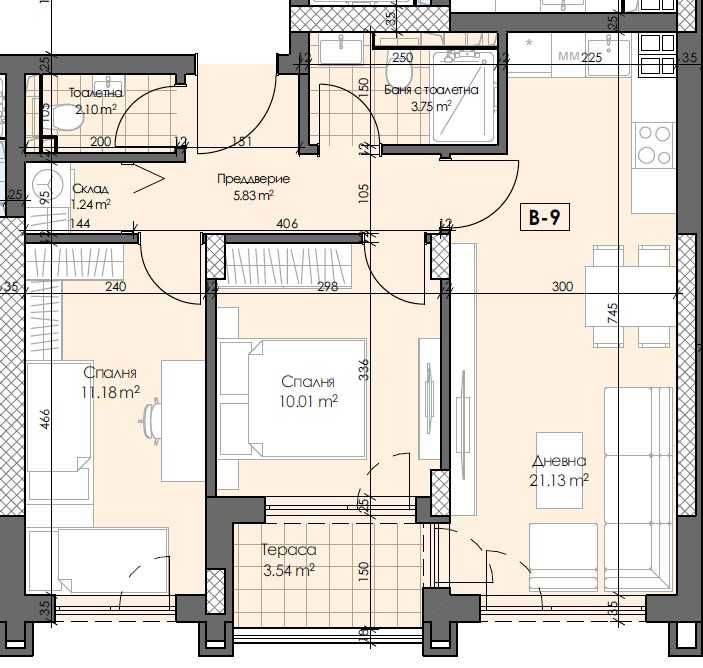Продава се Тристаен апартамент в Пловдив, Гагарин - 85 кв.м за 1081 €/кв.м - Снимка #1