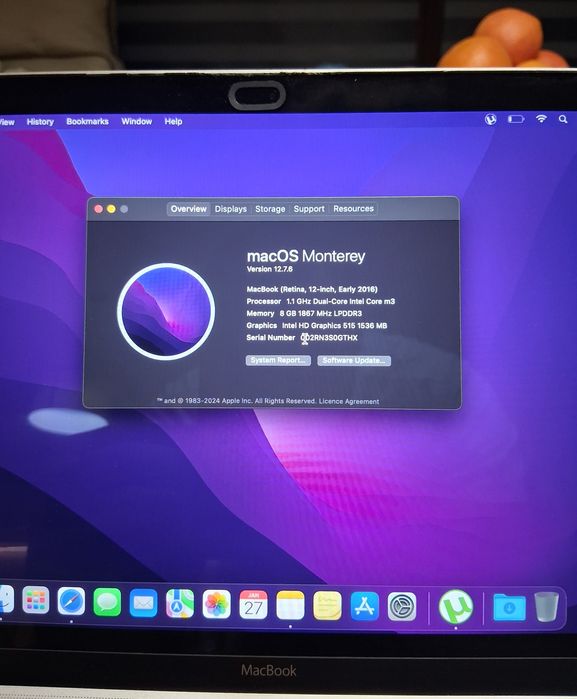 Macbook 12 inch 2016 , 256 GB, Рядък модел.