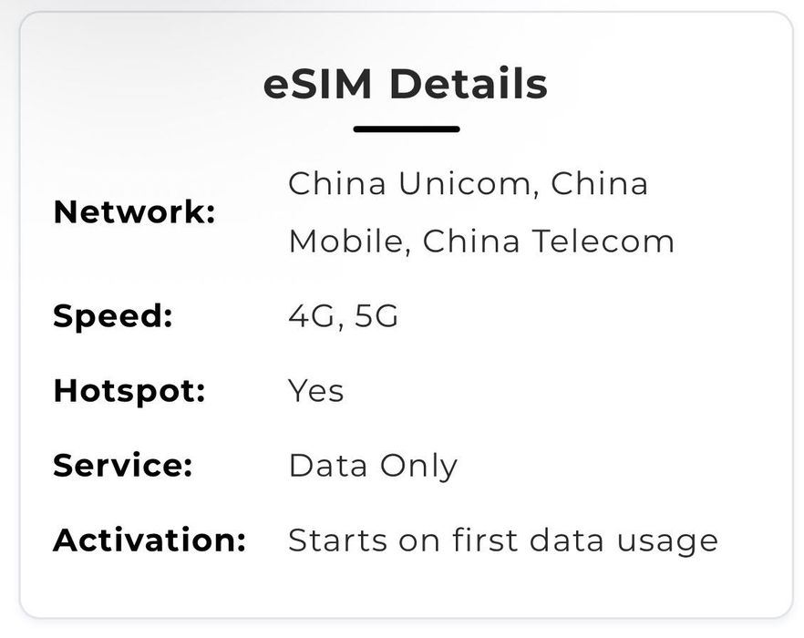 Дешевая eSIM для Китая | 4G/5G, лучшие сети