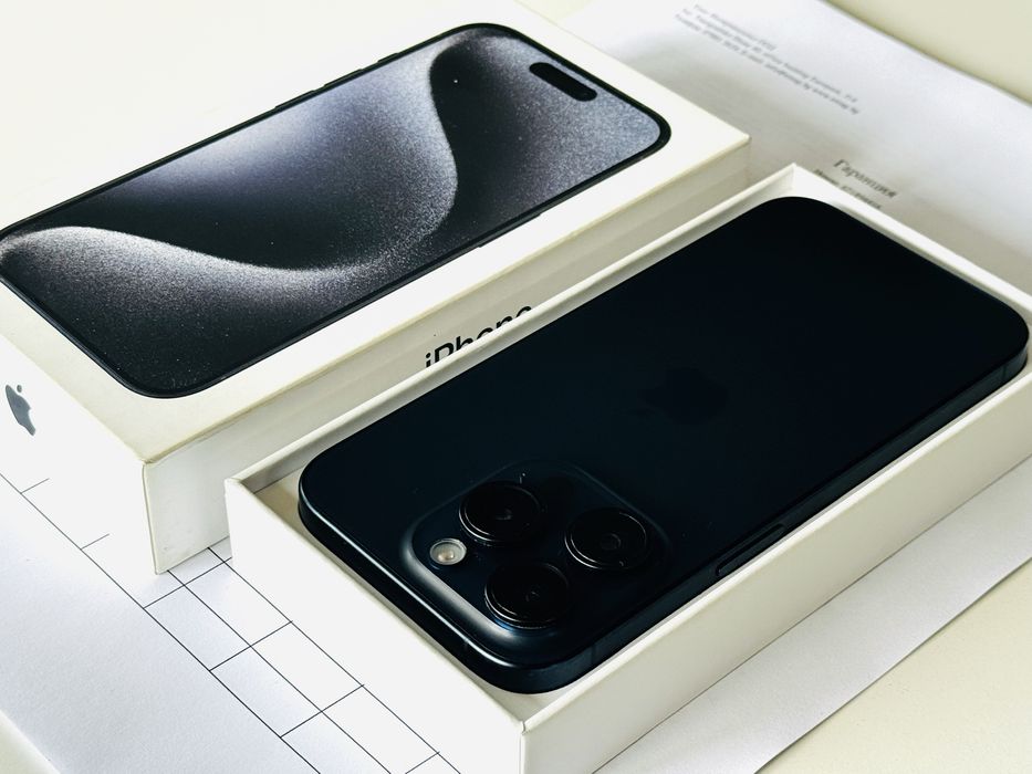 Iphone 15 Pro 128GB Blue Titanium 100% Батерия! Гаранция до 05.2026г