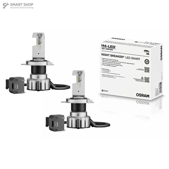 OSRAM NIGHT BREAKER LED SMART H4 64193DWNBSM Set 2 Becuri Auto Moto Om