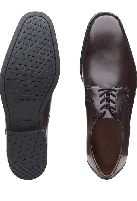 Мъжки кожени обувки Clarks Gilman Lace в бордо цвят. Размер 45