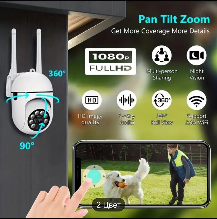 1+1 WiFi camera 360градус, поворотная камера