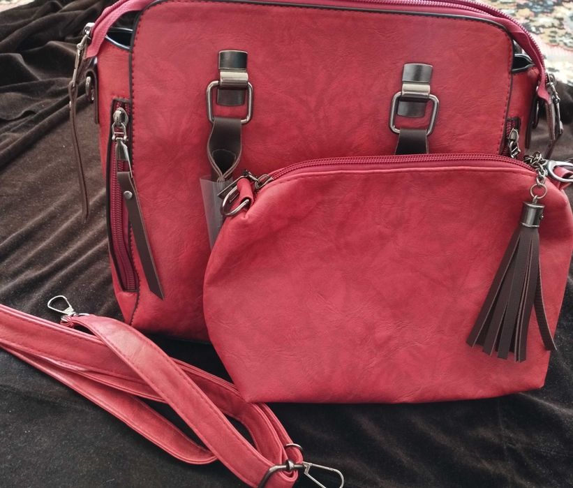 Сумка с клатчом красная