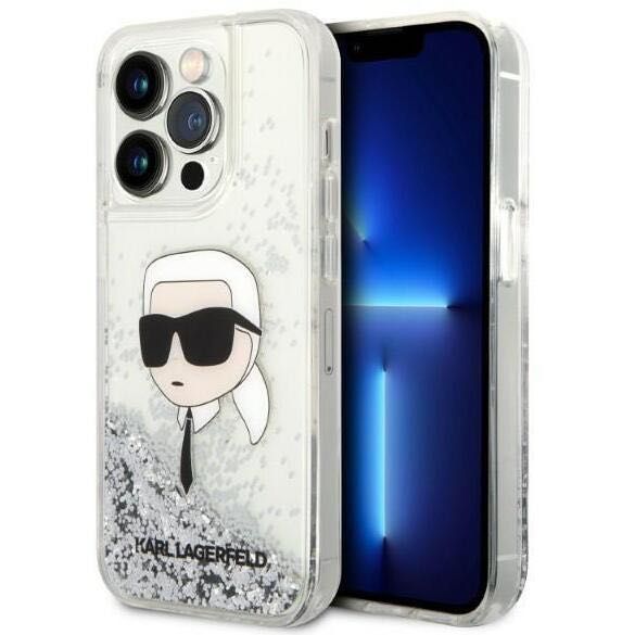 Karl Lagerfeld Glitter Karl Head калъф за iPhone 14 Pro 6.1″, сребрист