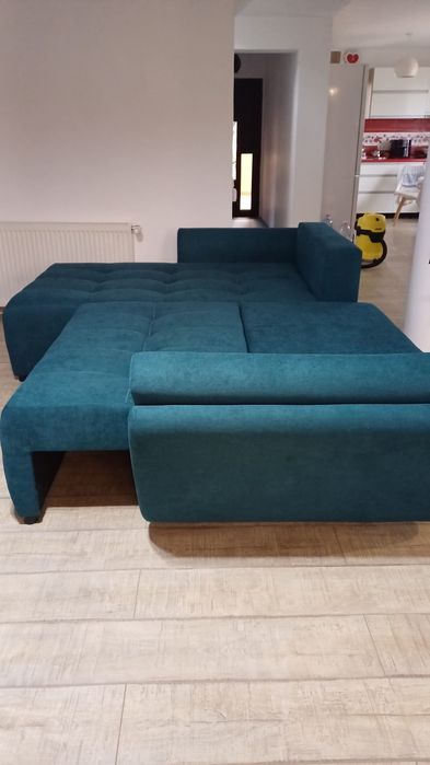 Canapea colțar extensibilă – verde petrol