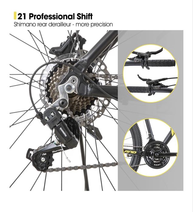Bicicletă mountain bike Hiland de 27,5 inchi, cu cadru din aluminiu de 457 mm, transmisie cu 27 de viteze, frâne hidraulice pe disc, Noua
