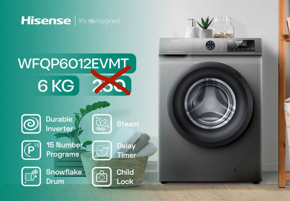 Стиральная машина Hisense 6kg Inverter от Официального дилера