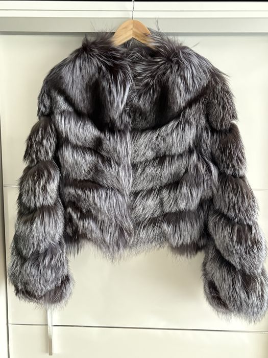 Палто естествен косъм сребърна лисица