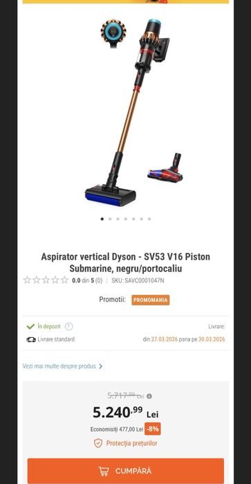 Vand cel mai puternic aspirator vertical  fara fir Dyson v16 piston submarine nou