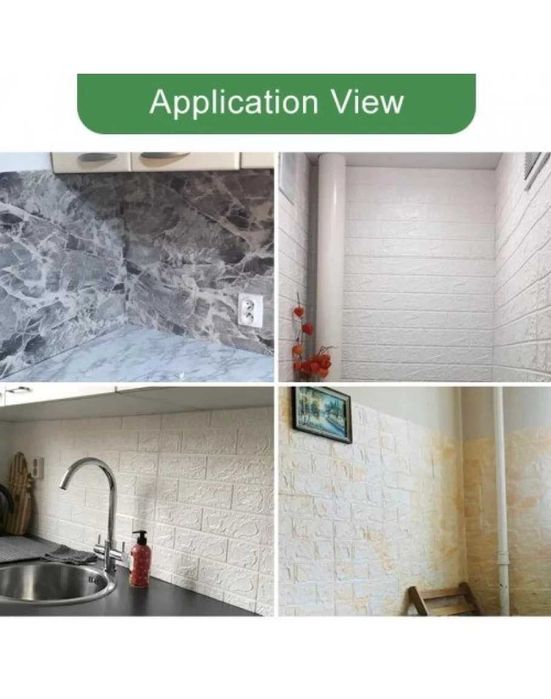 Тапет имитиращ 3D тухли, релефен, самозалепващ, 77 х 70см, бял цвят