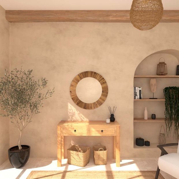 83см! Огромно кръгло огледало с масивна дървена рамка