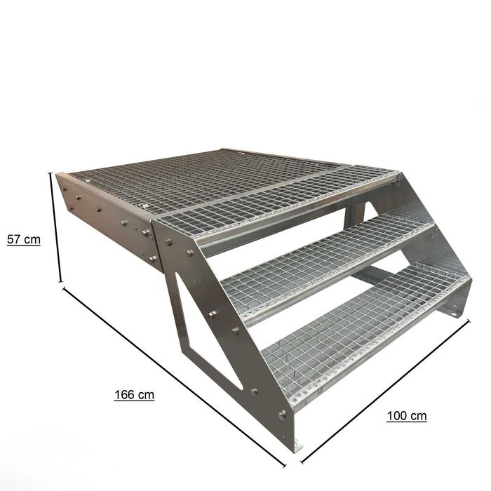 Метално стълбище с площадка 3 стъпала | Свободностоящо | Поцинковано
