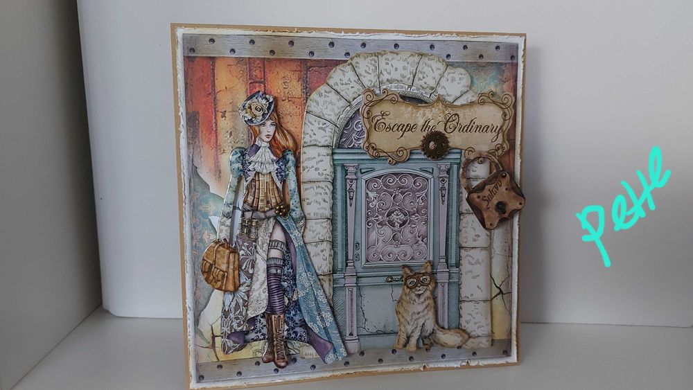 Коледни Стиймпънк картички и изскачаща кутия, Манга, ръчно изработени