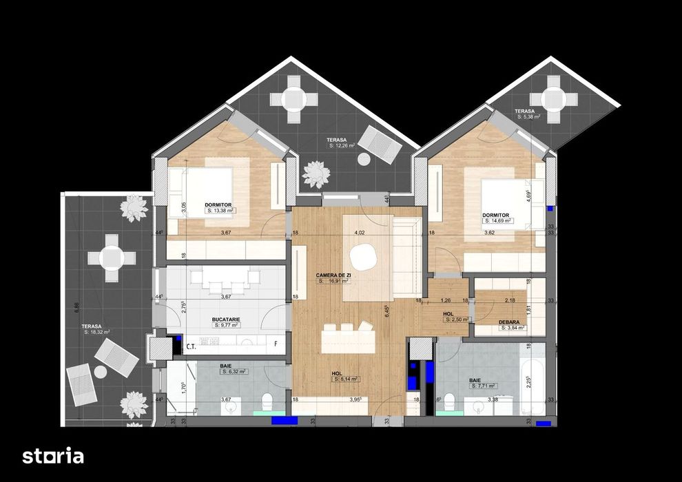 Apartament decomandat 3 camere 83mp Evolution