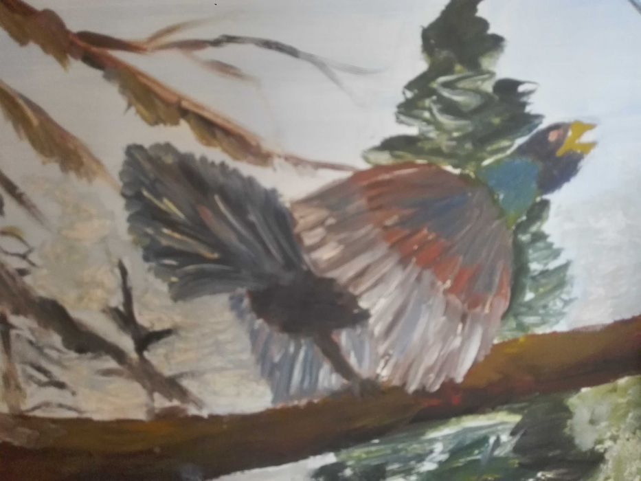 Красива картина и малки грамофонни плочи.