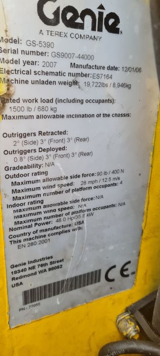 Nacela tip foarfeca diesel 18m  Genie 5390