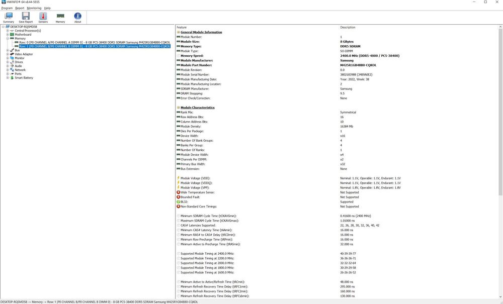 Kit memorie RAM Samsung 16GB (2x8) DDR5 SO-DIMM 4800MHz CL40 OEM